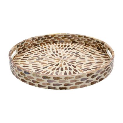 Decorative tray Mdf-shell teardrop Fl01 beige-brown-white color 40cm