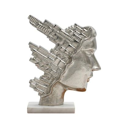 Декорация за маса Топка в цвят злато с черна дървена основа с размери 14х14х16см