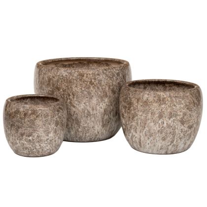 КОМПЛЕКТ 3 КЕРАМИЧНИ САКСИИ С ЕФЕКТ НА СИВ МРАМОР