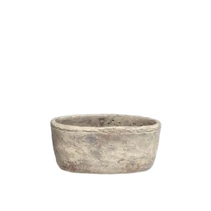 ОВАЛНА САКСИЯ В РЪЖДИВО СИВО, АНТИЧНА - Φ20X9.5СМ 12/КУТИЯ