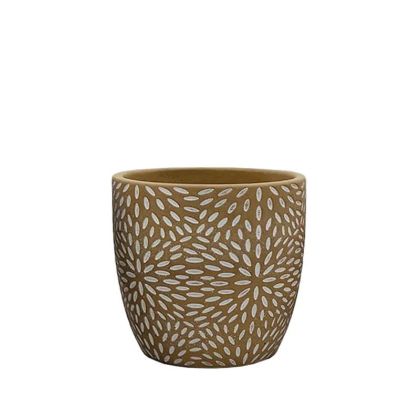 САКСИЯ КАФЯВАО/БЯЛА КРЪГЛА С МОДЕЛ НА ЦВЕТНИ ВЕЕНЧЕТА МАЛКА - Φ13X12.5СМ 18/15KIB