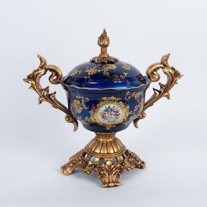 ДЕКОРАТИВНА ФИГУРА FL222316 АФРИКАНСКА КРАЛИЦА ЗЛАТИСТО ЧЕРЕН ЦВЯТ 18x9x25см