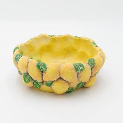 ДЕКОРАТИВНА ЦИМЕНТОВА КУПА С ДИЗАЙН С ЛИМОН 22X22X8.5СМ