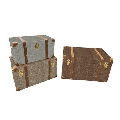 ДЪРВЕН САНДЪК S/3 БЕЖОВО-КАФЯВО-СИВ 63X40X35СМ/ 53X34X30СМ/ 47X28X25СМ