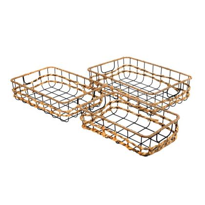 КОМПЛЕКТ ОТ 3 КОШНИЦИ FL220153 БЕЖОВ ЦВЯТ 46X30X12СМ