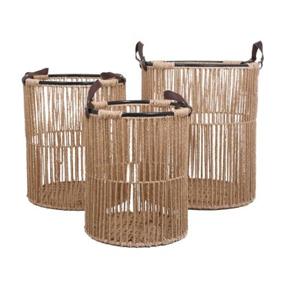 КОМПЛЕКТ ОТ 3 КРЪГЛИ КОШНИЦИ FL2428 БЕЖОВ ЦВЯТ 40X45СМ