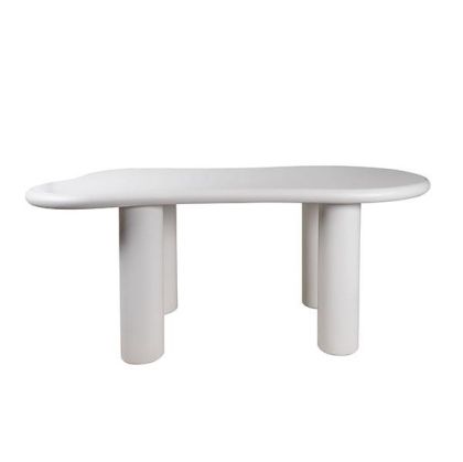 Маса White Column с бял матов плот и крака, мдф в бяло 160x80x75см