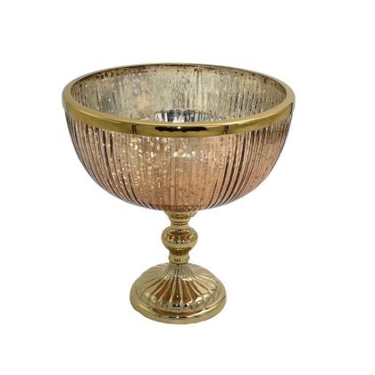 СТЪКЛЕН БОКАЛ FL28386 ЗЛАТИСТ ЦВЯТ 20X22СМ