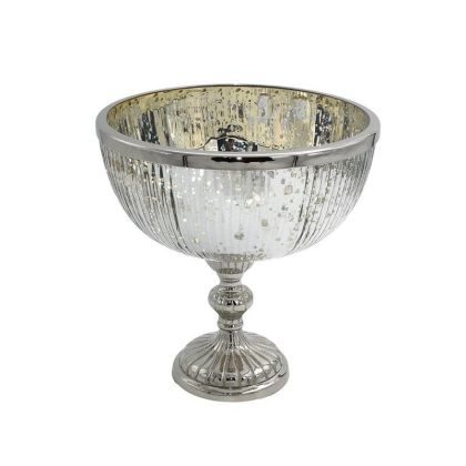 СТЪКЛЕН БОКАЛ FL28386 СРЕБЪРЕН ЦВЯТ 20X22СМ