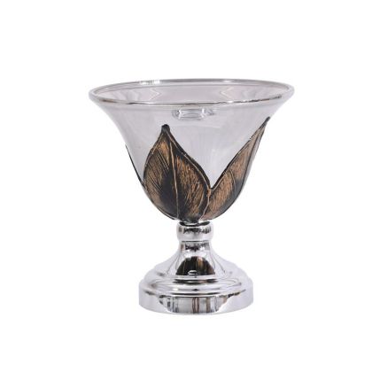 СТЪКЛЕНА ЧАША С ОСНОВА FL108 ЧЕРНО-СРЕБЪРИСТ ЦВЯТ 20X20СМ