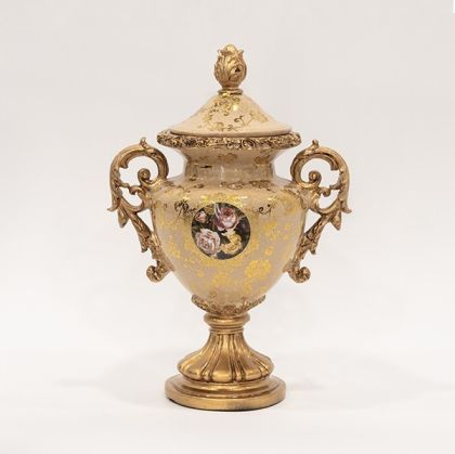 ДЕКОРАТИВНА ФИГУРА Африканка FL240305 ЧЕРНО-ЗЛАТИСТ ЦВЯТ 15x7x31см