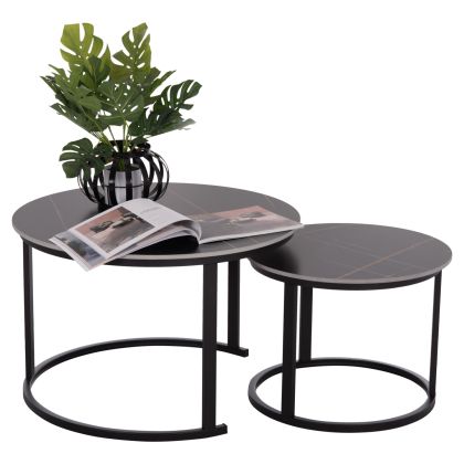 Кръгла табуретка New Lux в черен цвят с размери 46х46х43см