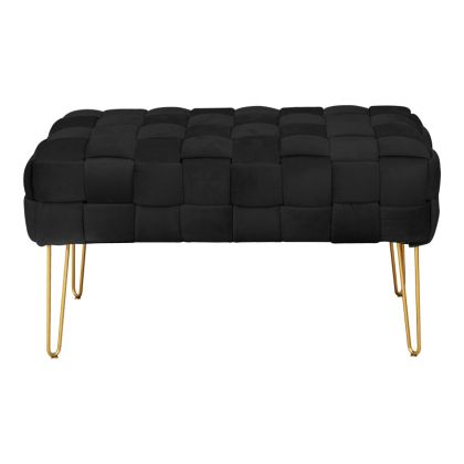 КАДИФЕНА ТАБУРЕТКА WENZO В ЧЕРЕН ЦВЯТ 82X43X46СМ