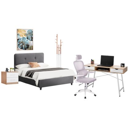 Кръгла табуретка New Lux в бежов цвят с размери 46х46х43см