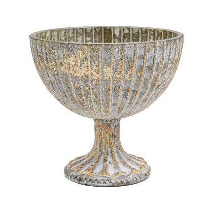 СТЪКЛЕНА ЧАША С ОСНОВА FL1946 МЕТАЛНА ПОВЪРХНОСТ 18X16СМ