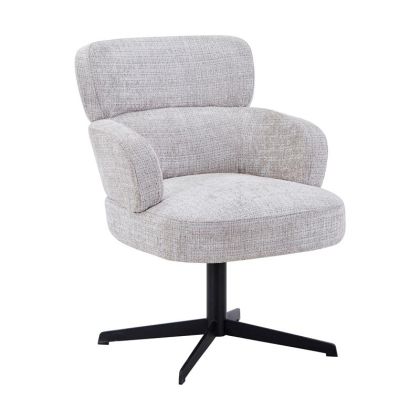 ВЪРТЯЩ СЕ ФОТЬОЙЛ FL096 БЕЖОВ ПЛАТ С ЧЕРНА МЕТАЛНА ОСНОВА 70X74X89СМ