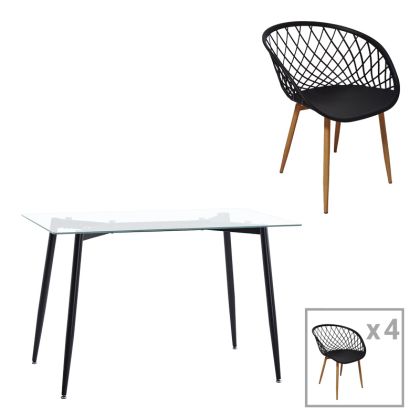 Комплект Трапезна маса и столове 5 ЧАСТИ МАСА 110x80см. И 4 СТОЛА LADY В ЦВЯТ КАПУЧИНО PU HM11908