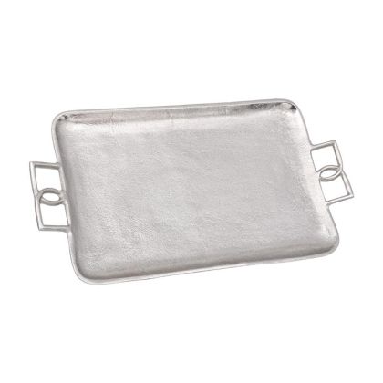 МЕТАЛЕН ПОДНОС FL14728 НИКЕЛОВ ЦВЯТ 41X21X4СМ