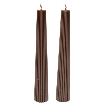 КОМПЛЕКТ 2 КАФЯВИ ОРБЕРЕНИ СВЕЩИ СТЪЛБ 3.5X22.5 СМ