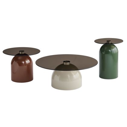 КОМПЛЕКТ ОТ 3 ХОЛНИ МАСИ GEMINS SM18312 МЕТАЛНА ОСНОВА - СТЪКЛЕНИ ПЛОТОВЕ