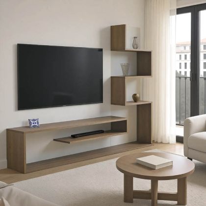 Холна маса с 2 повърхности Grom в цвят дъб флагщаф и черно, размери 65x65x55см  65x65x38см