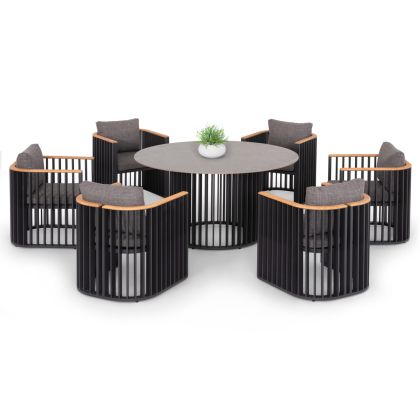 Кръгла табуретка New Lux в черен цвят с размери 46х46х43см