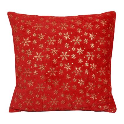 КОЛЕДНА ДЕКОРАТИВНА ВЪЗГЛАВНИЦА СНЕЖИНКА ЧЕРВЕН ЦВЯТ