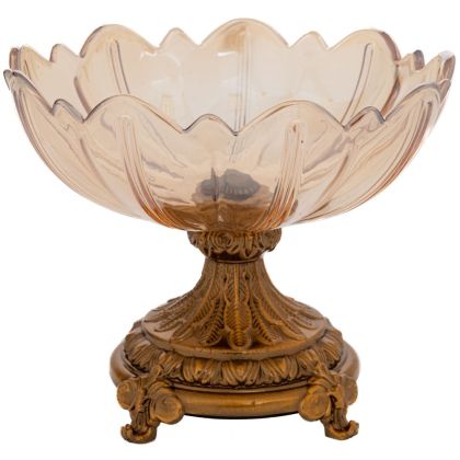 СТЪКЛЕНА КУПА С МЕТАЛНА ОСНОВА 19X16 СМ