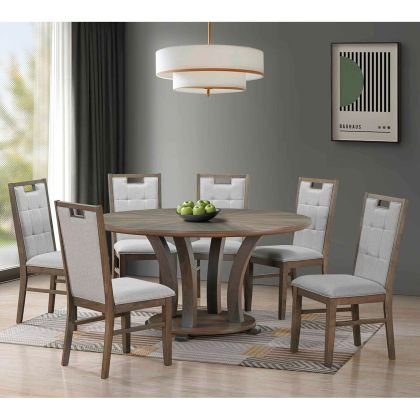 Кръгла табуретка New Lux в сив цвят с размери 46х46х43см