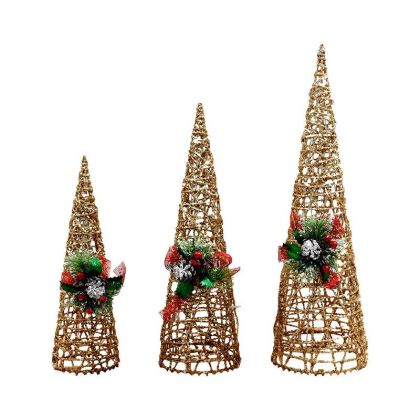 КОМПЛЕКТ ОТ 3 КОЛЕДНИ ЕЛХИ С ОСВЕТЛЕНИЕ, FL2021, ЦВЯТ БРОНЗ, 40см, 50см, 60см