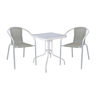 Диван Ново Монако в сив цвят със светло сини и розови възглавници с размери 180x95x95+230x95x95