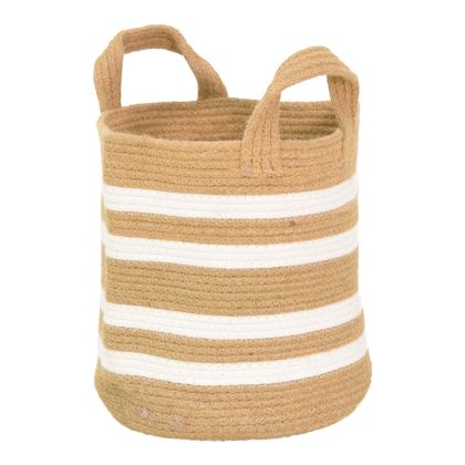 ДЕКОРАТИВНА КОШНИЦА MIBRA ПАМУК-ЮТА В БЕЖОВО-БЯЛ НЮАНС D30X30 СМ