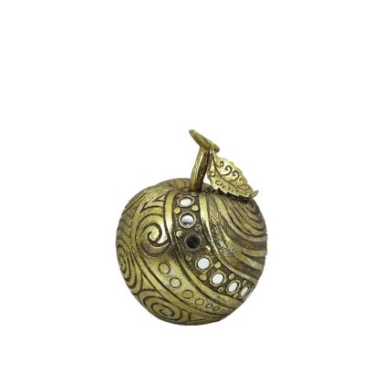 ДЕКОРАТИВНА ЗЛАТИСТА ЯБЪЛКА С РЕЛЕФНИ ДИЗАЙНИ И ЧАШИ - 11x11x14см 36/KIB