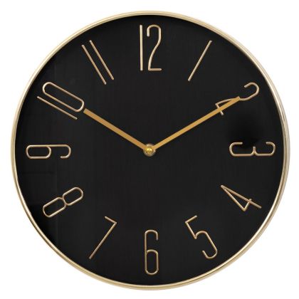 ДЕКОРИРАН КРЪГЪЛ МЕТАЛЕН СТЕНЕН ЧАСОВНИК В ЧЕРЕН И ЗЛАТИСТ ЦВЯТ, 30 СМ