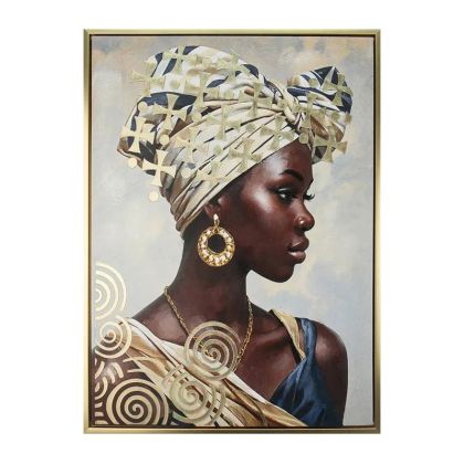 КАРТИНА ВЪРХУ ПЛАТНО Африканска дама 36212 БЕЖОВО-КАФЯВО 70x4x100см