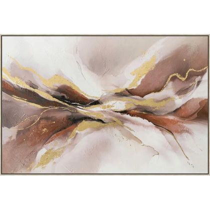 КАРТИНА НА ПЛАТНО ИЗГНИЛА ЯБЪЛКА - ЗЛАТИСТ АБСТРАКТЕН ДИЗАЙН В РАМКА - 122.5x82.5x3.5см 6 БР./КУТИЯ