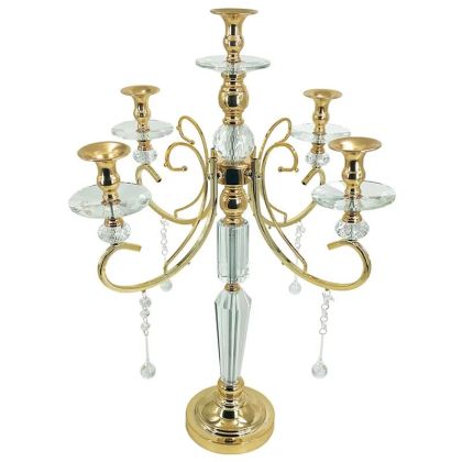 Декорация за маса Топка в цвят злато с черна дървена основа с размери 19х19х21см