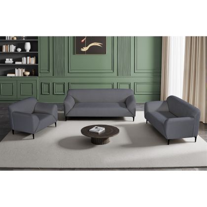 КОМПЛЕКТ ЗА ДНЕВНА VICTORIA - ФОТЬОЙЛ - 2-МЕСТЕН - 3-МЕСТЕН, ТЪМНОСИВ ПЛАТ