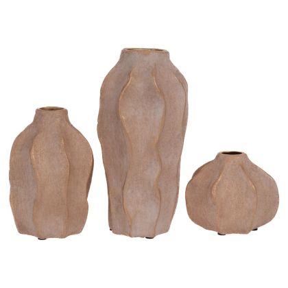 КОМПЛЕКТ ОТ 3 КРЕМАВИ КЕРАМИЧНИ ВАЗИ В ПОДАРЪЧНА КУТИЯ 10,5X10,5X22 СМ