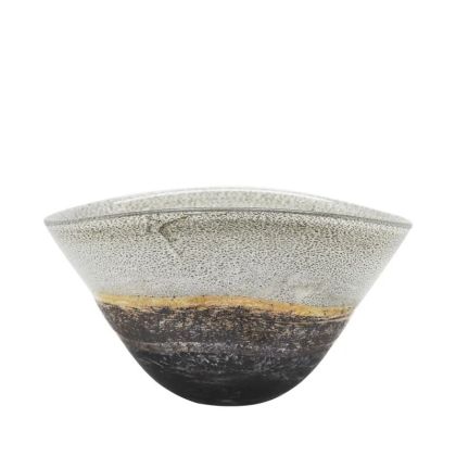 КУПА ОТ ДУХАНО СТЪКЛО, ОВАЛНА, БЕЖОВО/МЕДЕНО-СИВ И СИВ МРАМОР - 37x27x19см 2 бр./КУТИЯ