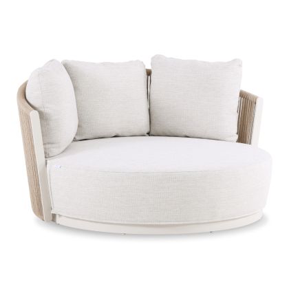 КУШЕТКА СЕРИЯ LORIEN SM6413.01 АЛУМИНИЙ ЦВЯТ СЛОНОВА КОСТ - БЕЖОВО С ВЪЖЕТА И ВЪЗГЛАВНИЦИ 163X158.5X82H