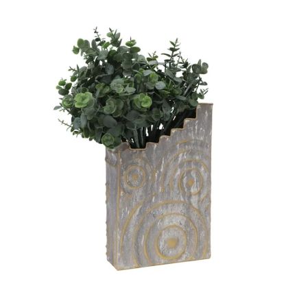 КЕРАМИЧЕН СВЕЩНИК Мрамор СИВО-СРЕБЪРЕН 8.8*6.5*8.8