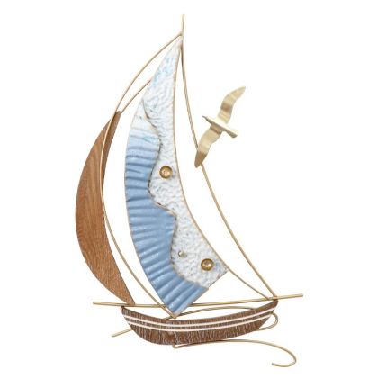МЕТАЛНА СТЕННА ДЕКОРАЦИЯ ЛОДКА И ПТИЦА - 34.3x55.9x3.8см 4/КУТИЯ