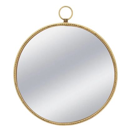 МЕТАЛНО СТЕННО ОГЛЕДАЛО ЗА ЗЛАТИСТ КРЪГ/КУКА - 79x3.5x91см 1/KIB