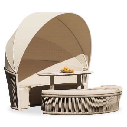 МОДУЛНА КУШЕТКА 3-В-1 LORIEN SM6397.01 АЛУМИНИЕВ ЦВЯТ СЛОНОВА КОСТ - БЕЖОВИ ВЪЗГЛАВНИЦИ 204X312X83ВСМ