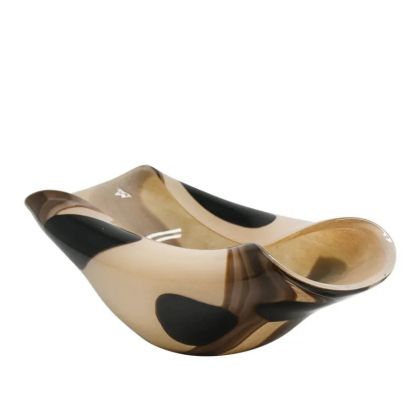 Сгънати стъклени чинии, бежови, кафяви линии и точки - 41.5x18.5x13см 4 бр./кутия