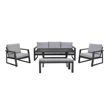 Трапезна маса Max S 120*80*75 от МДФ с дъбов фурнир с плот цвят макиато