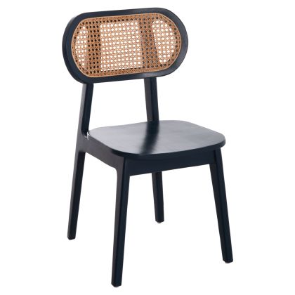 ТРАПЕЗЕН СТОЛ SEBBO HM6388.02 ТИКОВО ДЪРВО В ЧЕРНО И СИНТЕТИЧЕН РАТАН 50X49X86.5ВСМ.