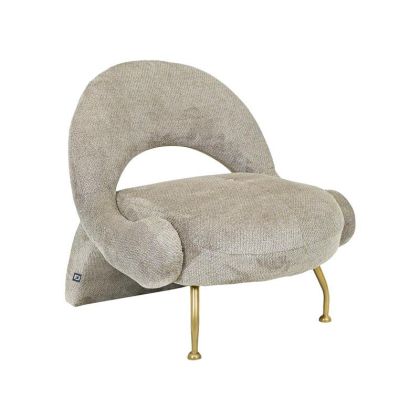 Кръгла табуретка New Lux в сив цвят с размери 46х46х43см