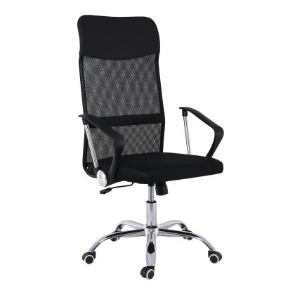 Bf2400-w office chair, chrome base, black polyurethane, black mesh